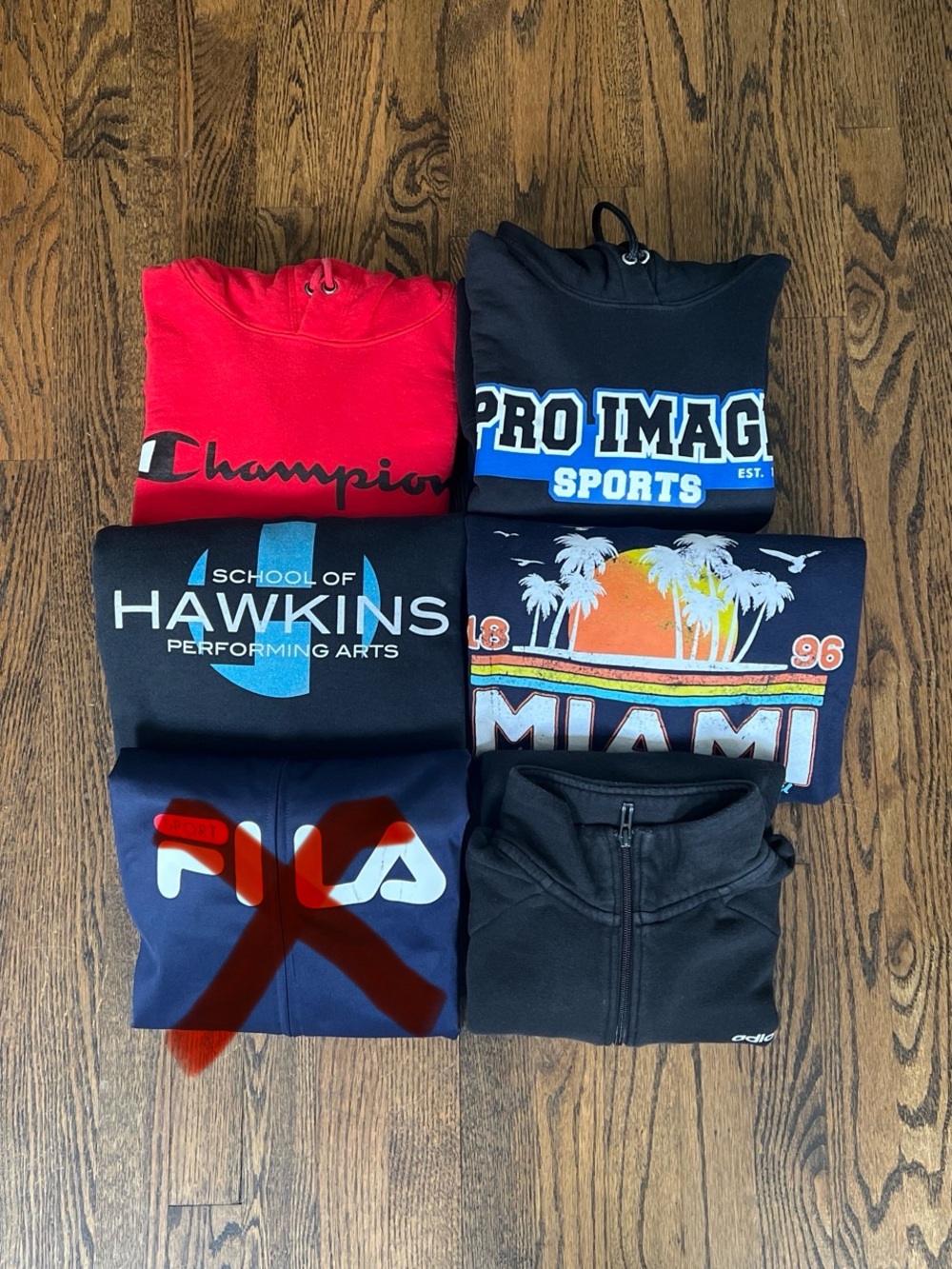 Bundle of 5 hoodies: Champion, Adidas, etc.